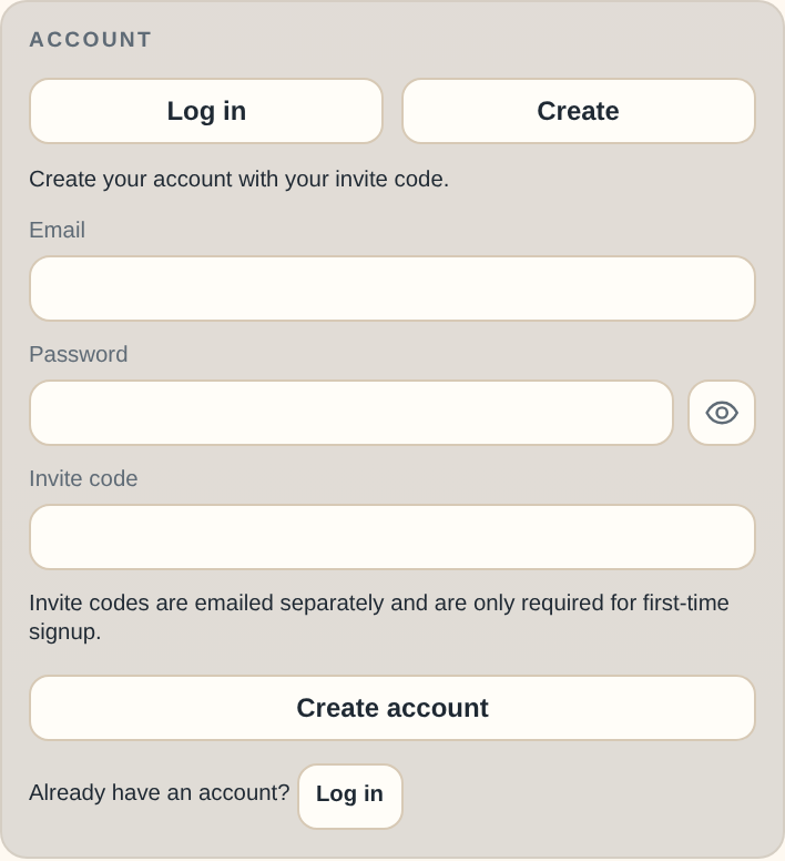 Cloud account create-account form