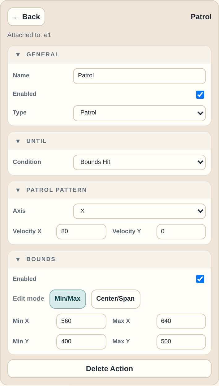 Patrol bounds panel